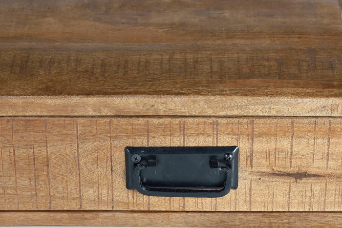 GINER Y COLOMER - Mesa de Centro - Table basse en bois de manguier et métal de style industriel avec 2 tiroirs - 120 x 60 x 45 cm - Coloris Naturel